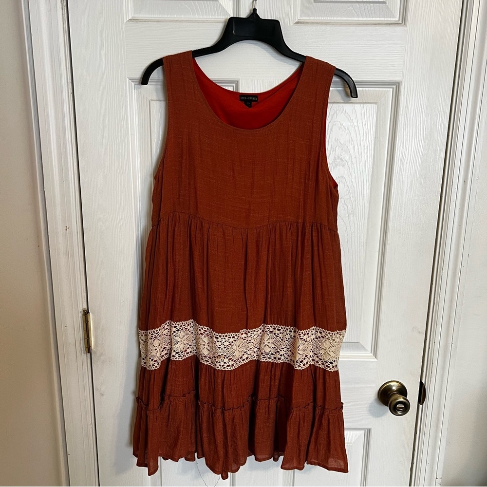 Coco + Carmen burnt orange swing dress